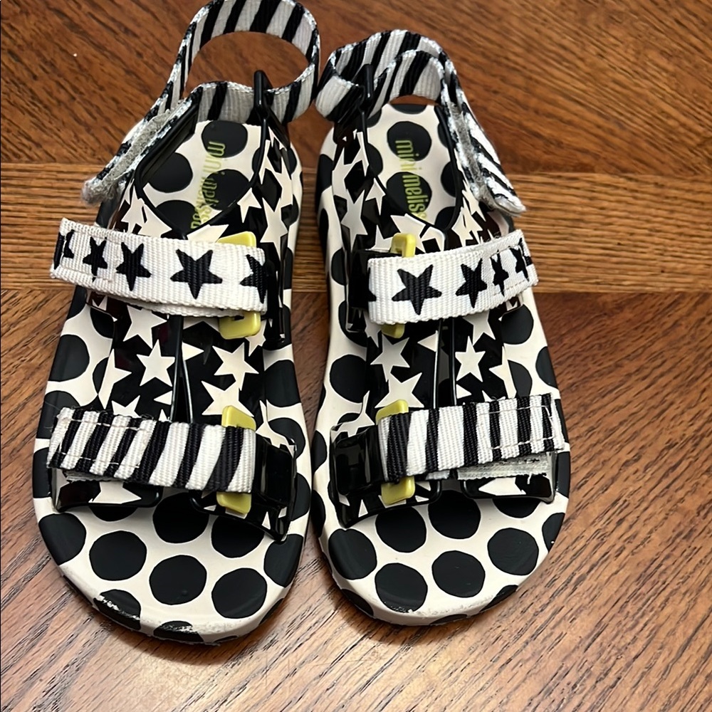 Mini Melissa Black and White Graphic Sandals